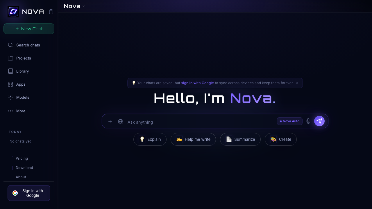 Nova AI Assistant Interface